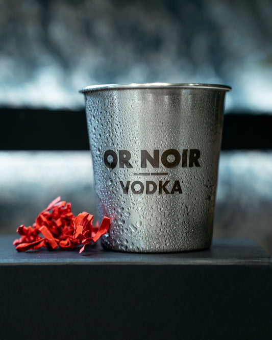 Lot de 4 Gobelets Inox Gravés OR NOIR Vodka – Élégance à Partager